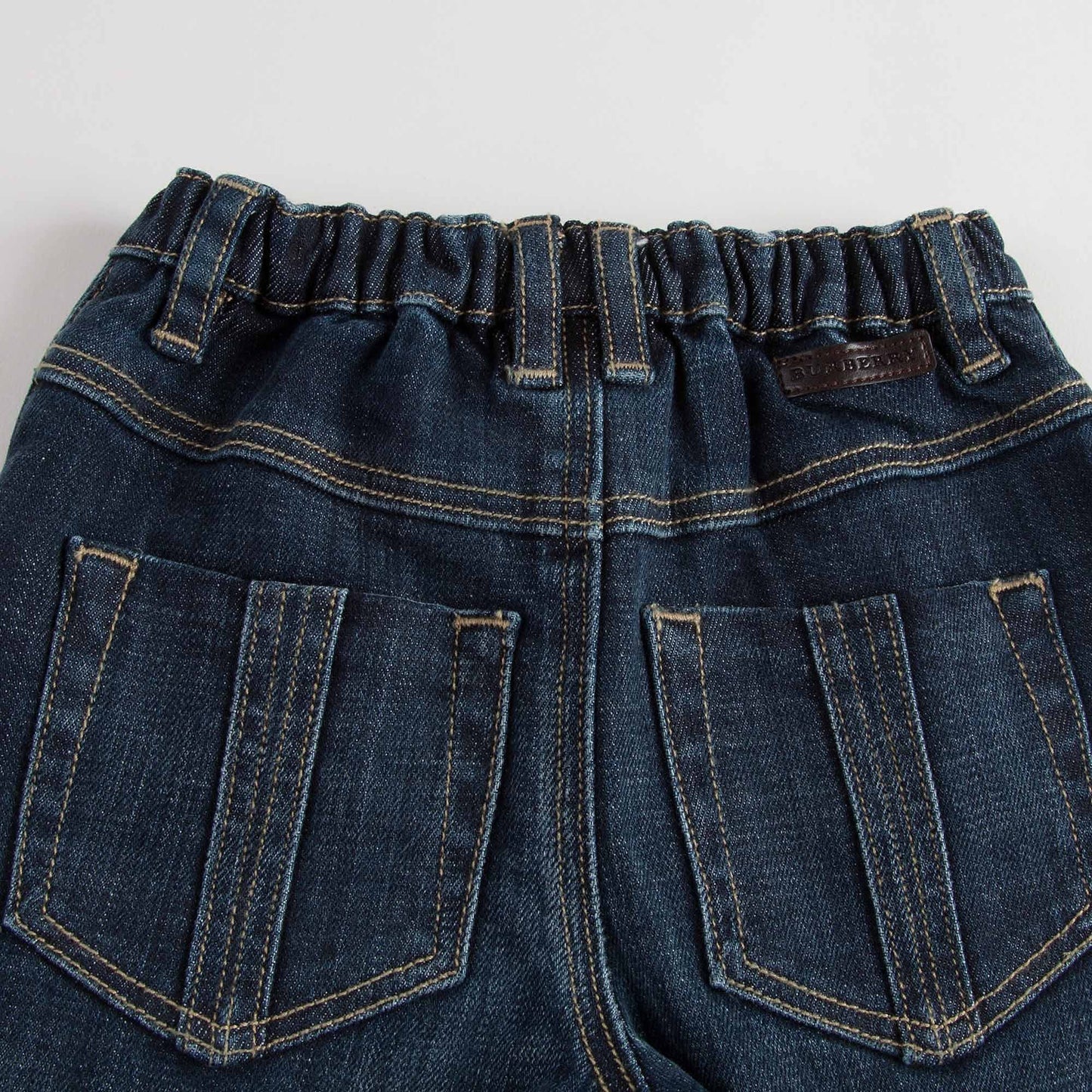 Baby Boys Blue Denim Jeans With Check Turn-Ups