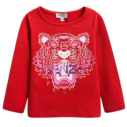 Girls Red Tiger T-Shirt
