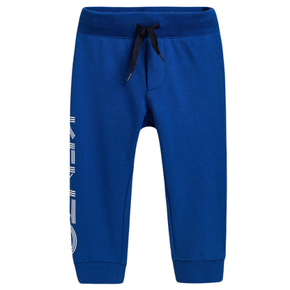 Boys Blue Cotton Tracksuit Trousers