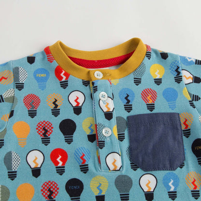 Baby Boys Blue T-Shirt With Multicolor Lightbulb Print