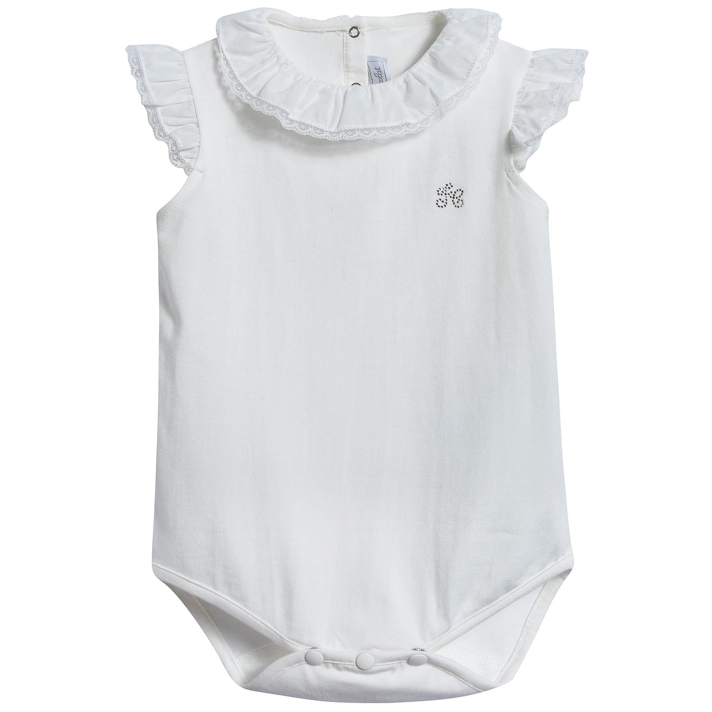 Baby Girls Nacre With "Argent TC" Cotton Babysuit
