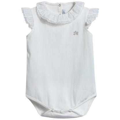 Baby Girls Nacre With "Argent TC" Cotton Babysuit