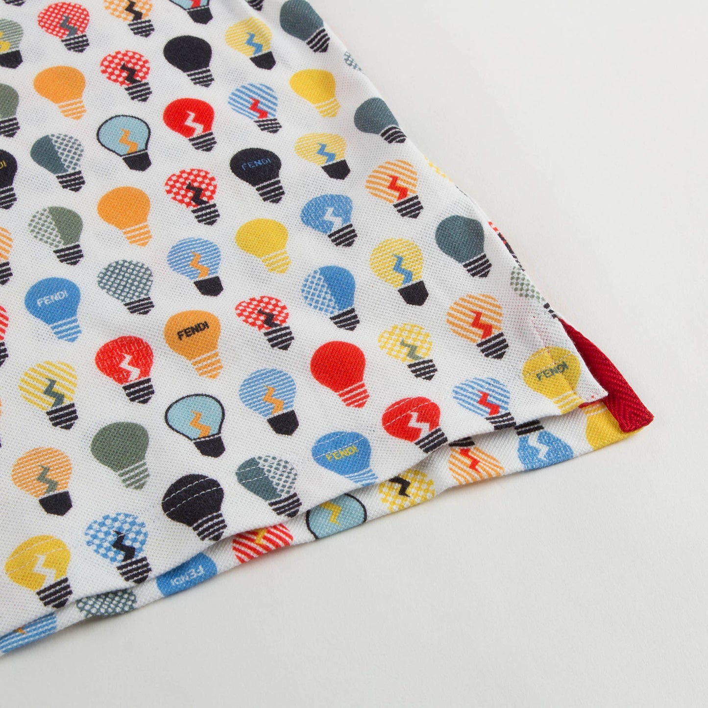 Boys Blue Polo Shirt With Multicolor Lightbulb Print