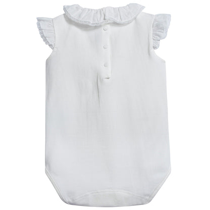 Baby Girls Nacre With "Argent TC" Cotton Babysuit