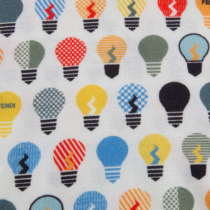 Boys Blue Polo Shirt With Multicolor Lightbulb Print