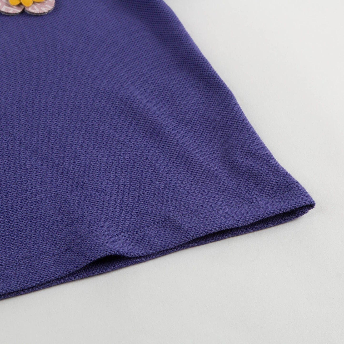 Baby Girls Purple Cotton Polo Shirt With Patch Flowers Trims