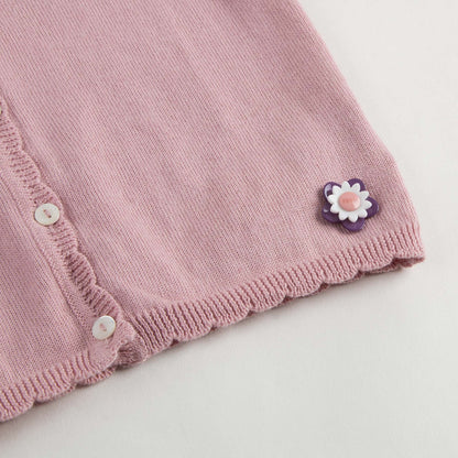 Baby Girls Light Pink Cotton Knitted Cardigan
