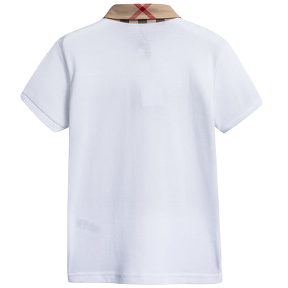 Boys White Cotton Polo Shirts