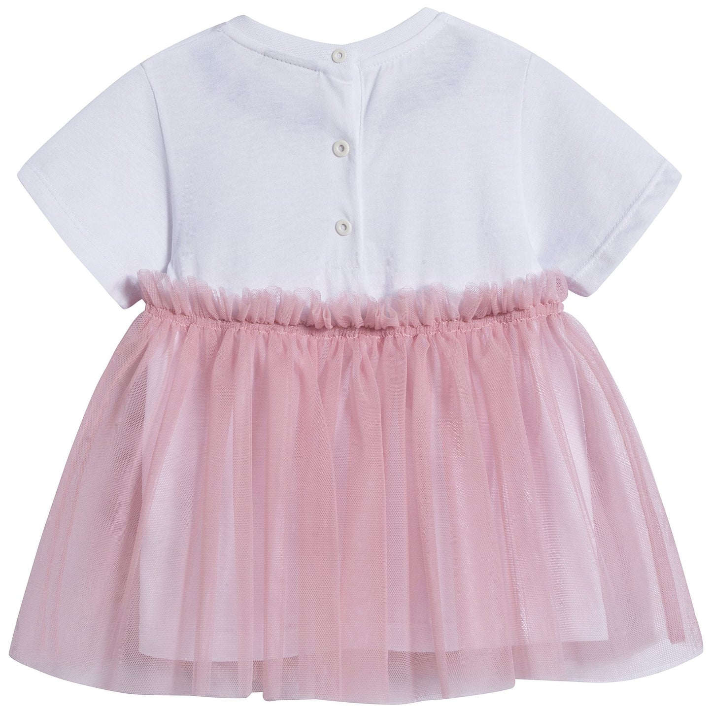 Baby Girls White & Rose Cotton Dress