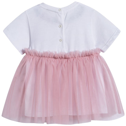 Baby Girls White & Rose Cotton Dress