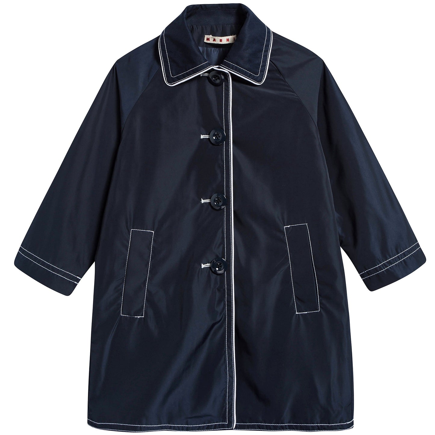 Girls Navy Blue Polyester & Cotton Jacket