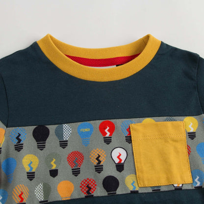 Boys Navy Blue T-Shirt With Multicolor Lightbulb Print