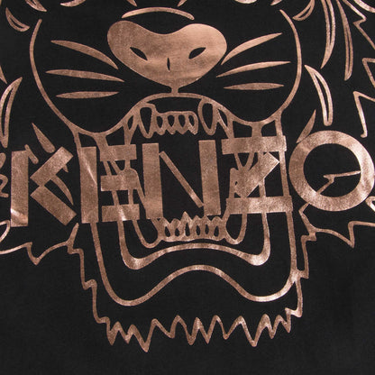 Girls Black Tiger Printed Cotton T-shirt