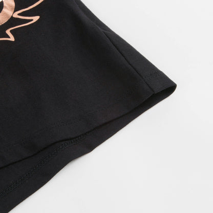 Girls Black Tiger Printed Cotton T-shirt