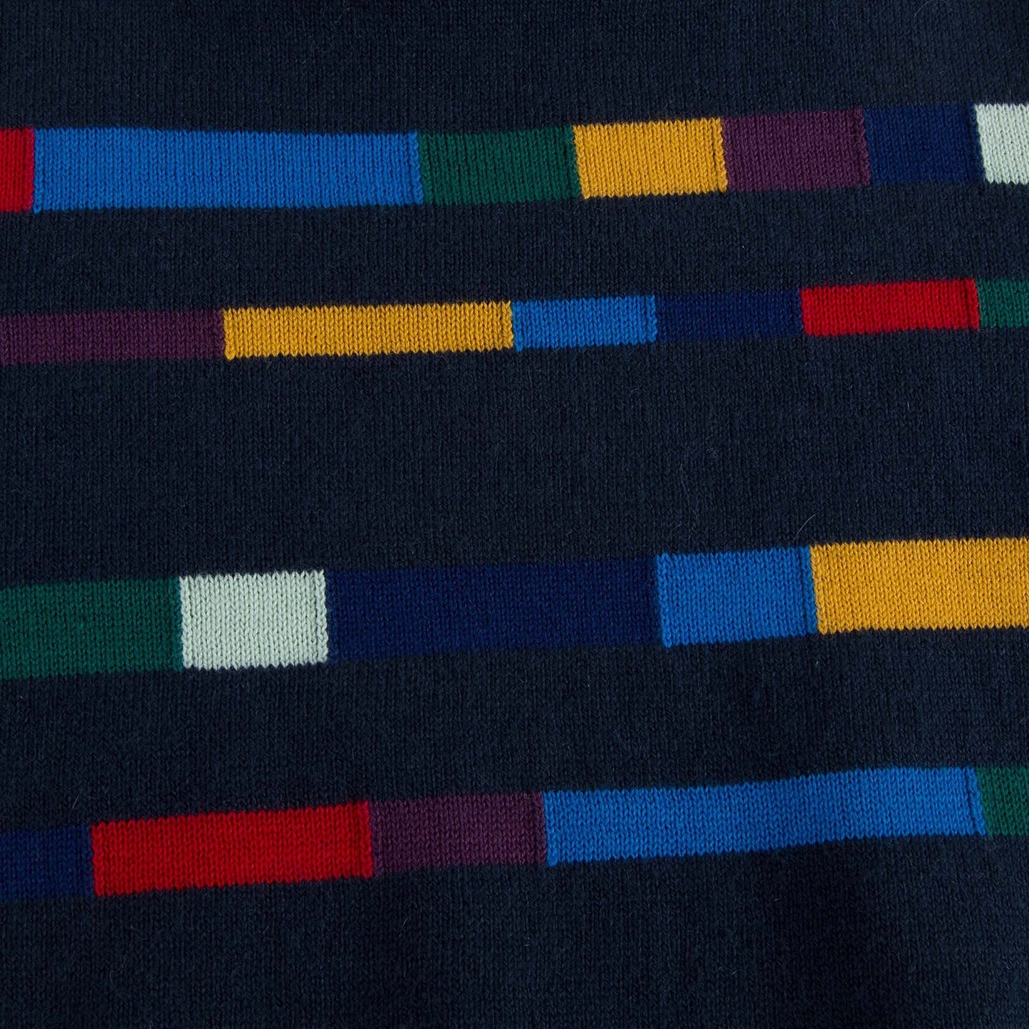 Boys Dark Blue Cotton Knitted Sweater With Multicolor Print