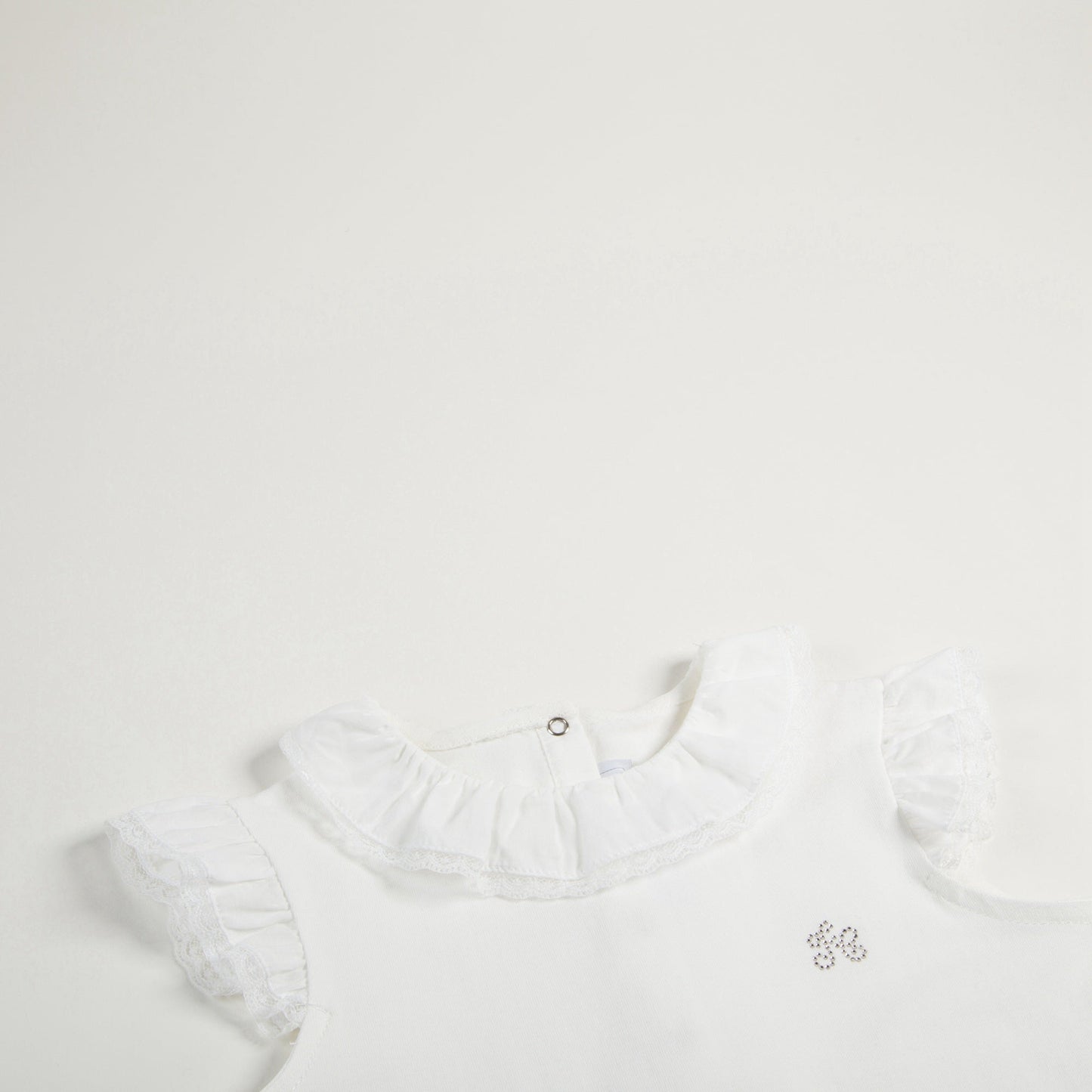 Baby Girls Nacre With "Argent TC" Cotton Babysuit
