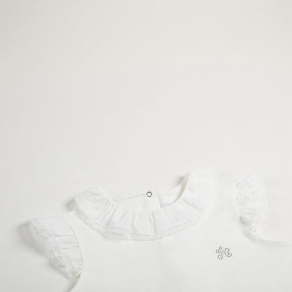 Baby Girls Nacre With "Argent TC" Cotton Babysuit
