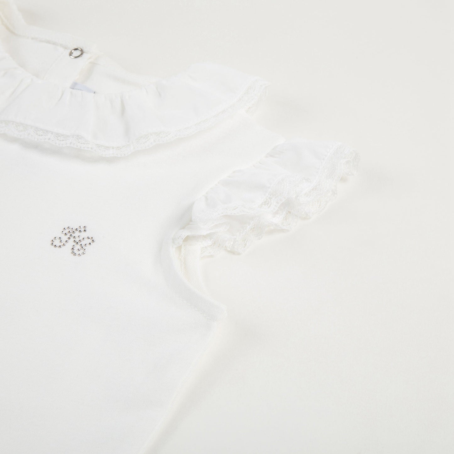 Baby Girls Nacre With "Argent TC" Cotton Babysuit