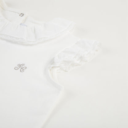 Baby Girls Nacre With "Argent TC" Cotton Babysuit