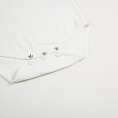 Baby Girls Nacre With "Argent TC" Cotton Babysuit