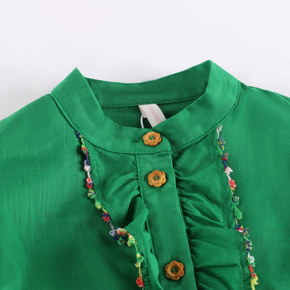 女童绿色棉连体裤