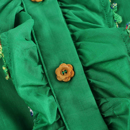 女童绿色棉连体裤