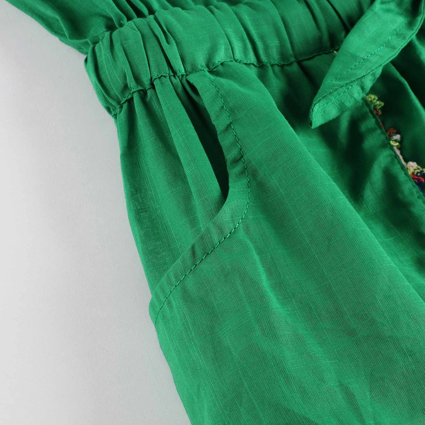 女童绿色棉连体裤