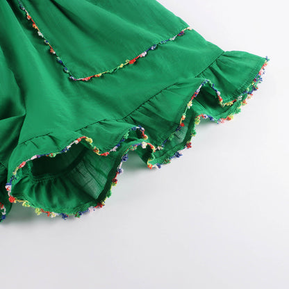 女童绿色棉连体裤