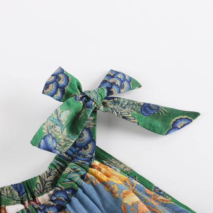 女童彩色花朵棉连衣裙