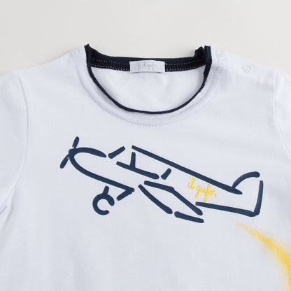 Baby Boys White T-Shirt And Dark Blue Shorts