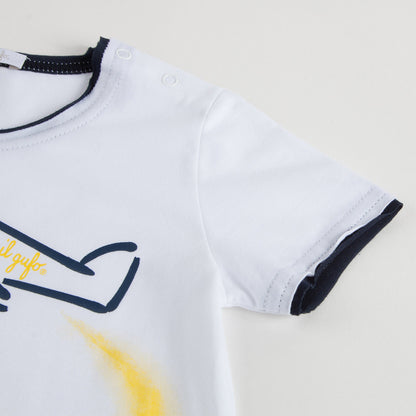 Baby Boys White T-Shirt And Dark Blue Shorts