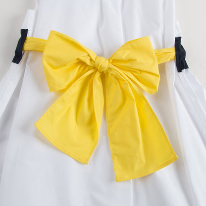 Girls White Dress With Black Bow