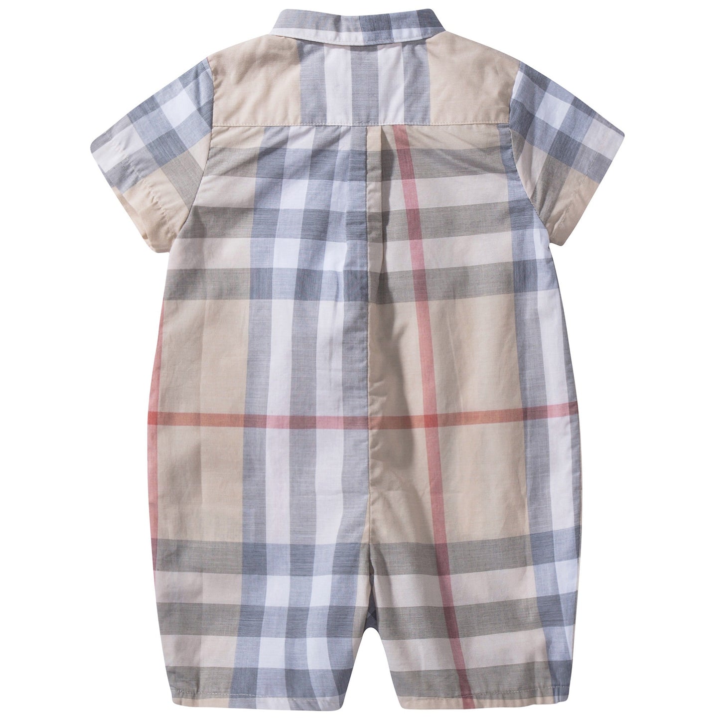 Baby  Beige   Checked  Cotton  Romper