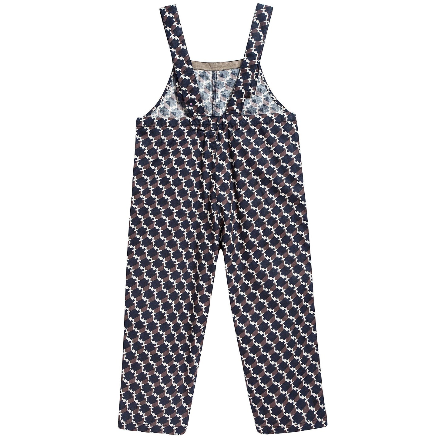 Girls & Boys Blue & Chocolate Cotton Woven Dungaree