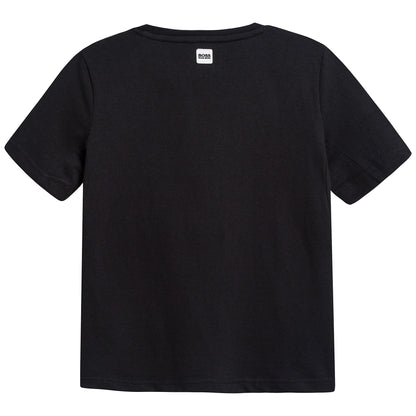 Boys Black Logo Cotton T-shirt