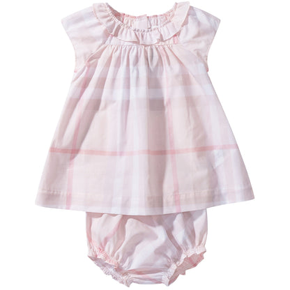 Baby  Girls  Ice  Pink   Cotton  Check   Dress