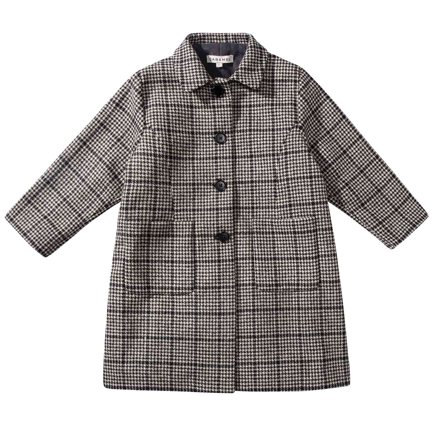 Baby  &  Girls  Black  Houndstooth   Wool  Coat
