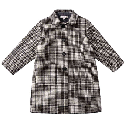 Baby  &  Girls  Black  Houndstooth   Wool  Coat