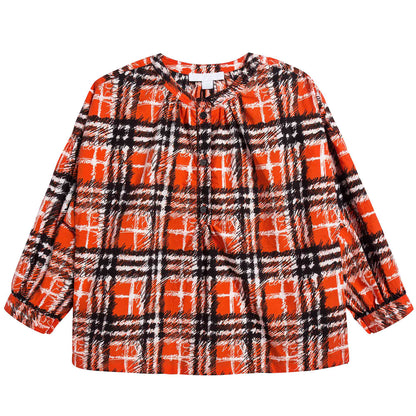 Girls Bright Red Cotton Blouse