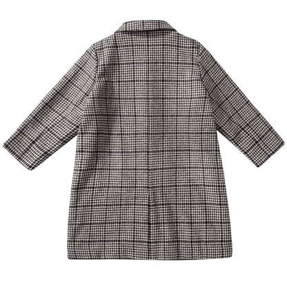 Baby  &  Girls  Black  Houndstooth   Wool  Coat