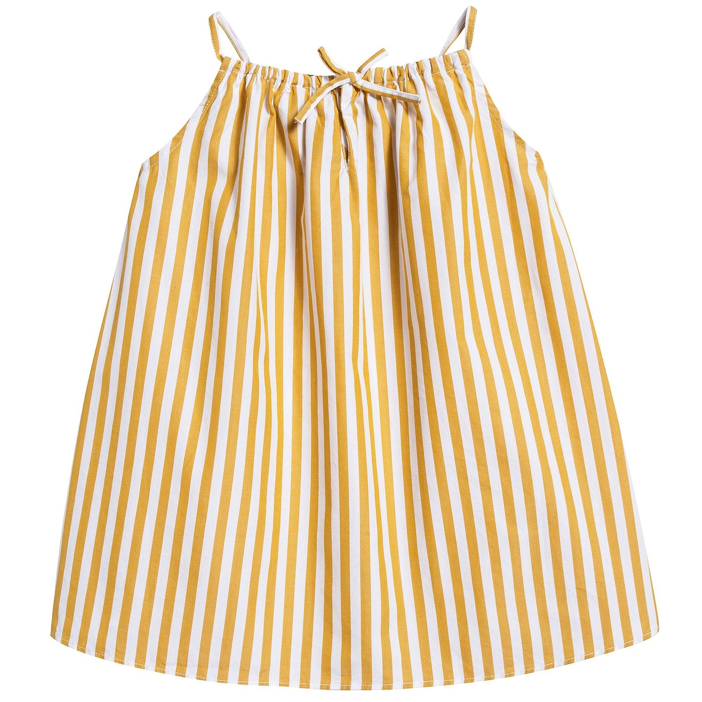 Baby Girls Yellow Stripe Cotton Woven Dress