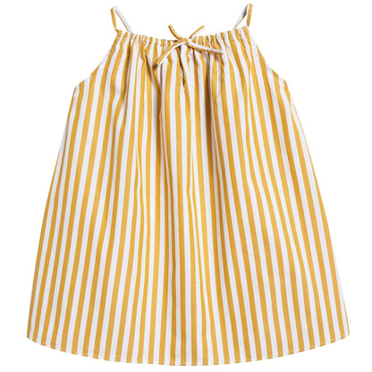 Baby Girls Yellow Stripe Cotton Woven Dress