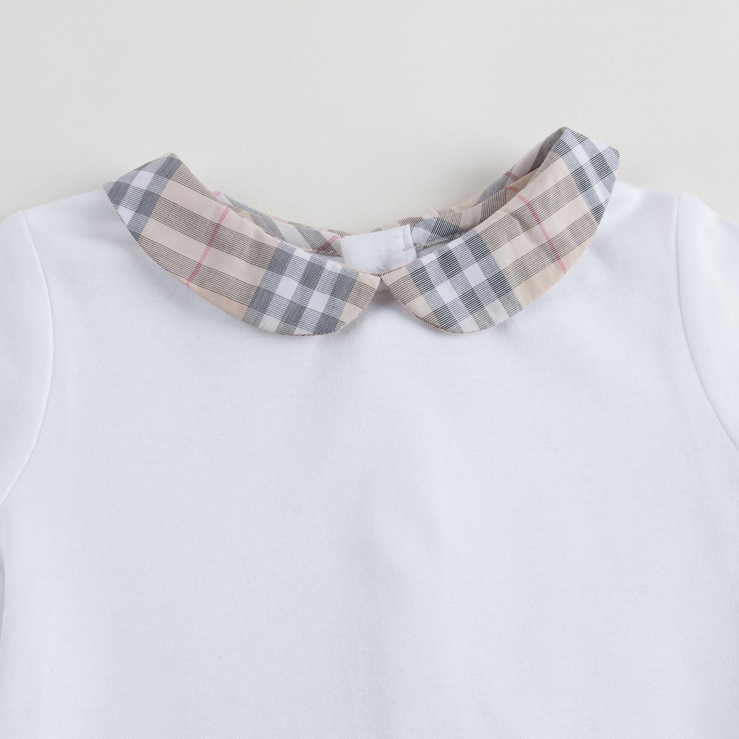 Baby White With Check Collar Babygrow