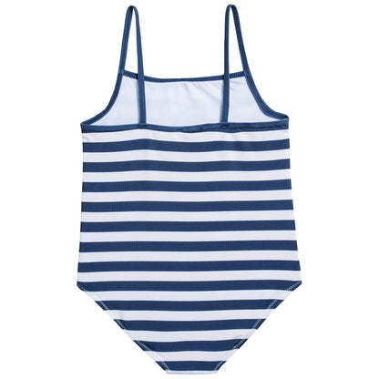 Girls Blue Striped Bathing Suit