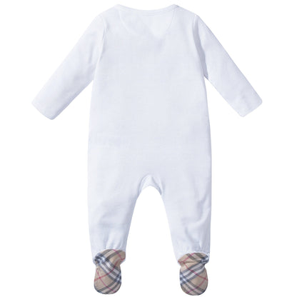 Baby  White  Pale Classic  Check   Cotton  Three-piece Gift Set