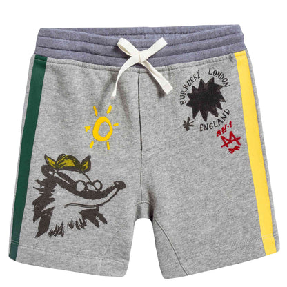 Boys Grey Melange Cotton Shorts