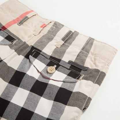 Boys  Beige Checked  Cotton  Shorts
