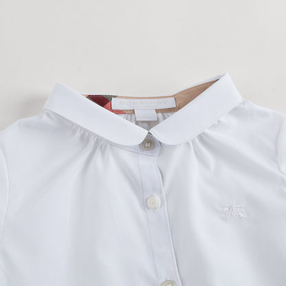 Baby Girls White Blouse with Check Cuffs