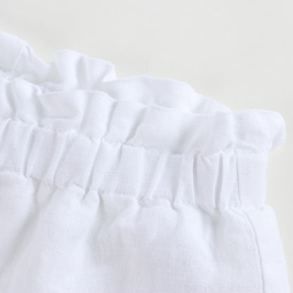 Girls White Linen Shorts