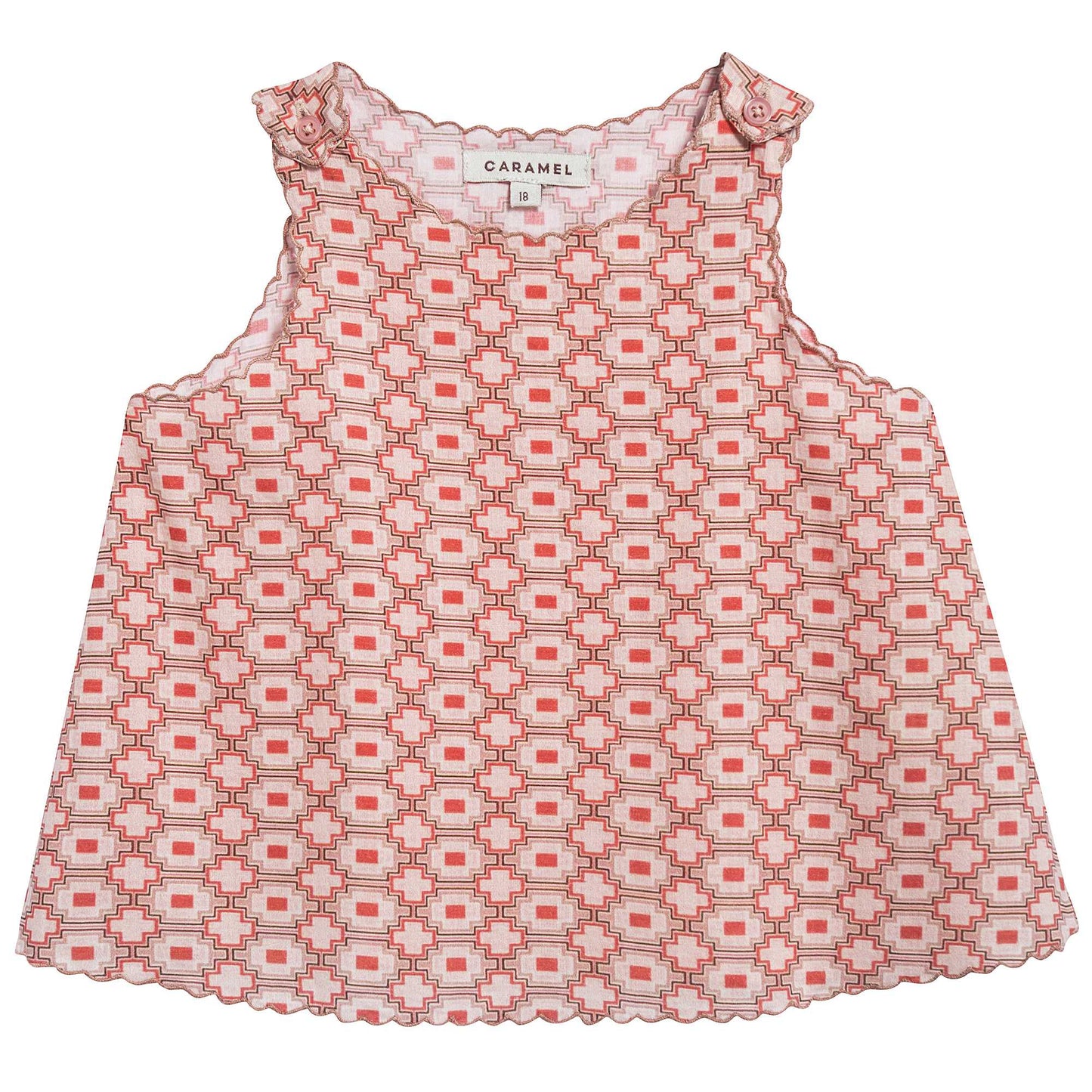 Baby Girls Kaleido Red Cotton Woven Top